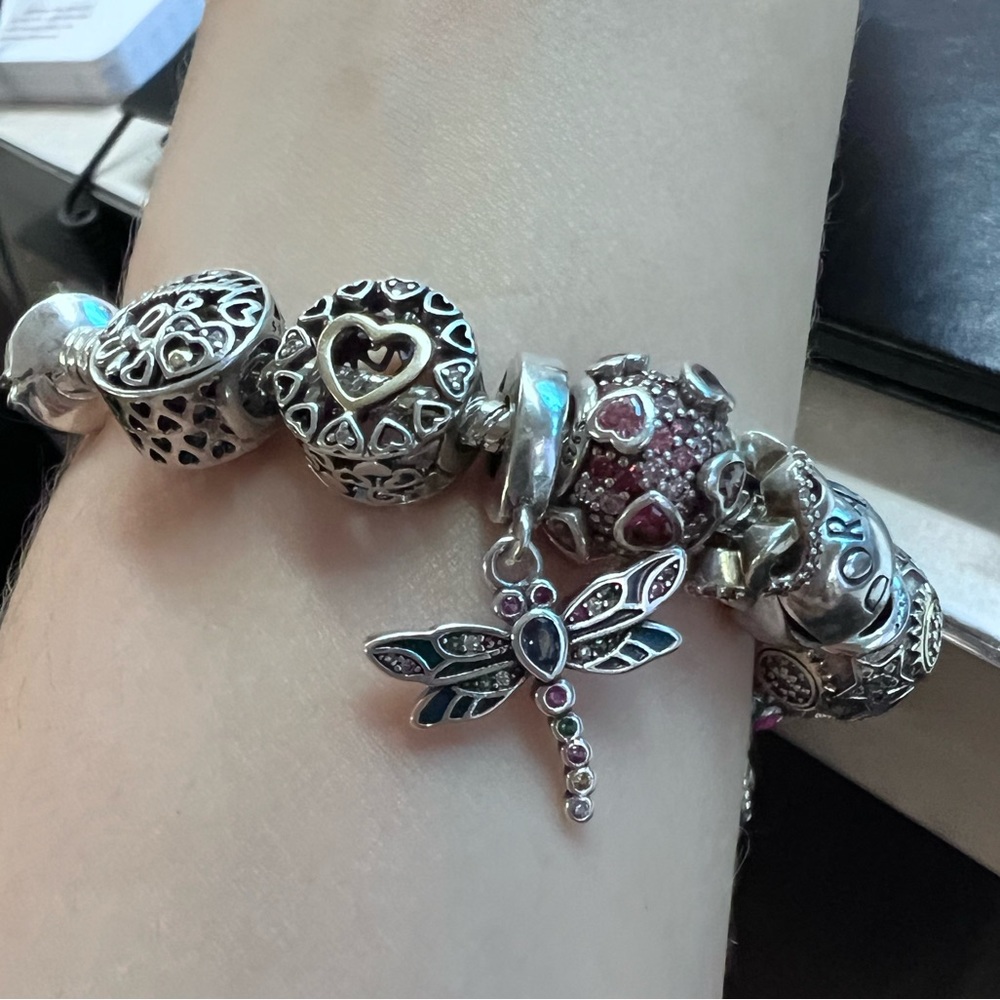 Dragonfly silver plated charm